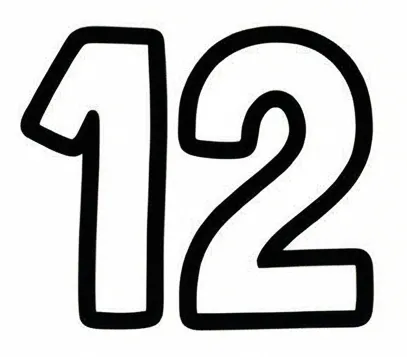 a black number 12 on a white background.webp